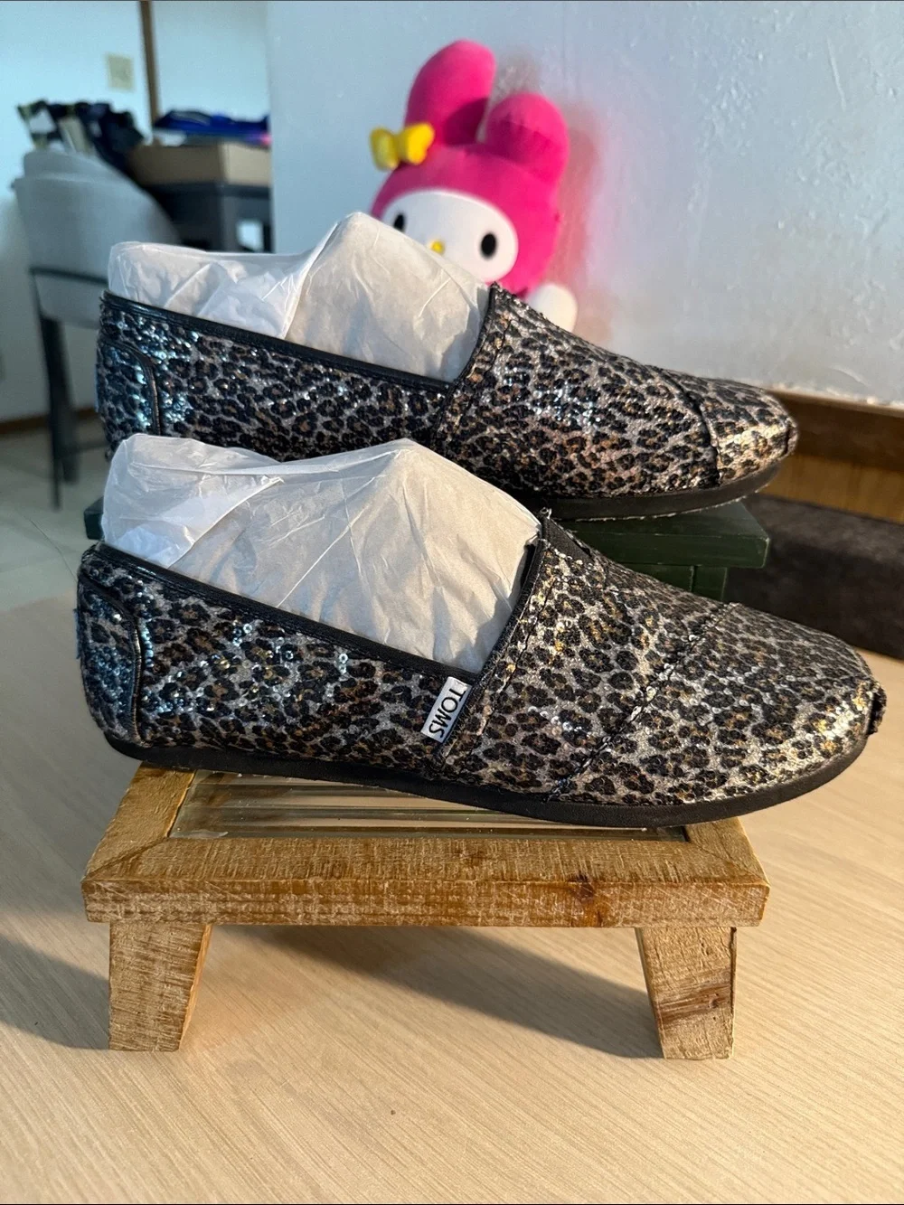 Toms Women’s Classic Panthers Leopard Print Flats - Black, Silver and Tan